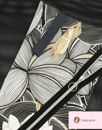 Kit couture: trousse Paloma (version bi-matière) - coloris Nénuphars/ ajouré noir