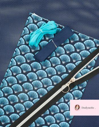 Kit couture: trousse Paloma (version bi-matière) - coloris Livando bleu /ajouré bleu marine