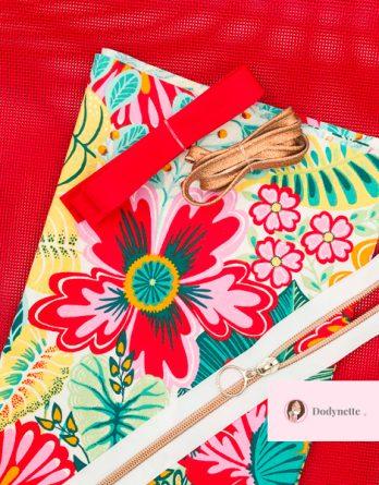 Kit couture: trousse Paloma (version bi-matière) - coloris Gardenia rouge/ajouré rouge