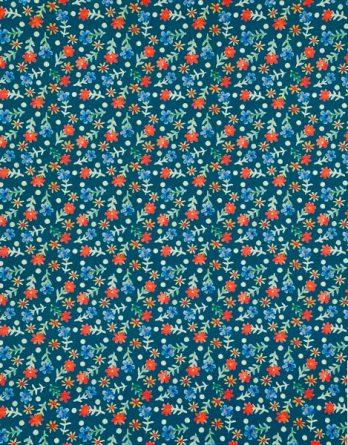 Tissu coton mini fleurs fond bleu- par multiple de 50 cm