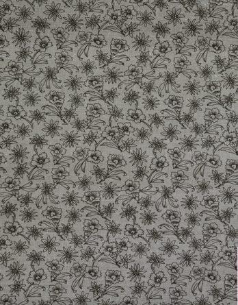 Tissu coton Tattoo fleuri noir/gris- par multiple de 50 cm