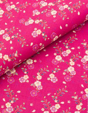 Tissu coton Rosa fond fuchsia -  par multiple de 50 cm